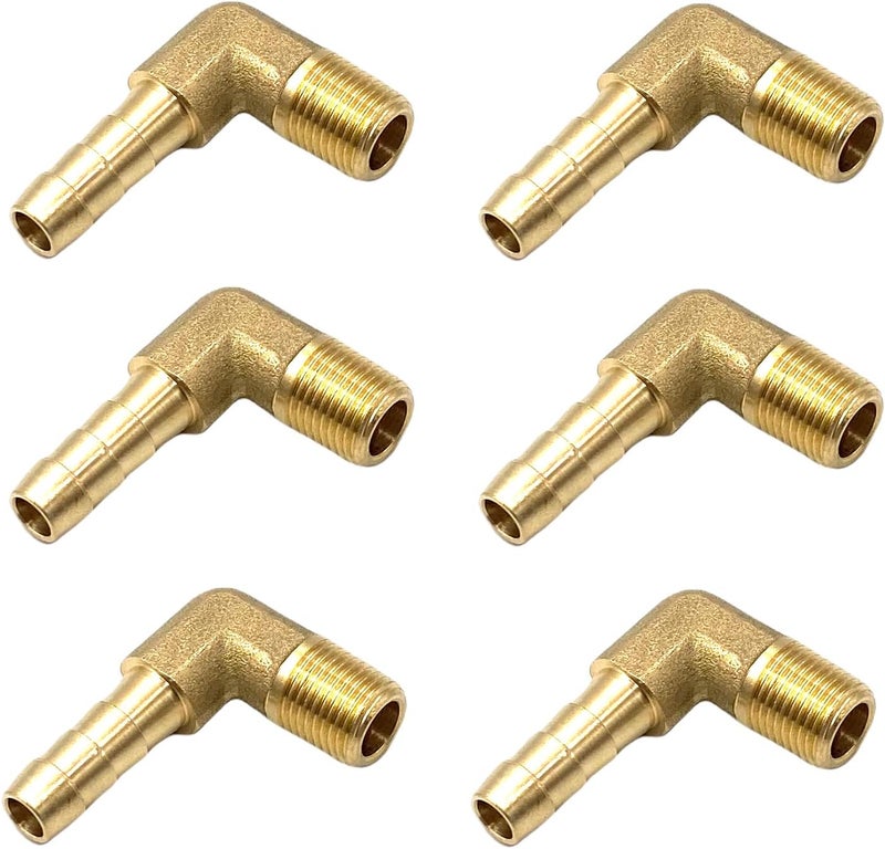 Bumugufu 6 Pcs Brass Hose Barb Fittings, 1/8" NPT to 1/4" OD Hose Barb Fitting Elbow for Low-pressure,Fuel,Air and Non-potable Water Chilling Application - Image 4